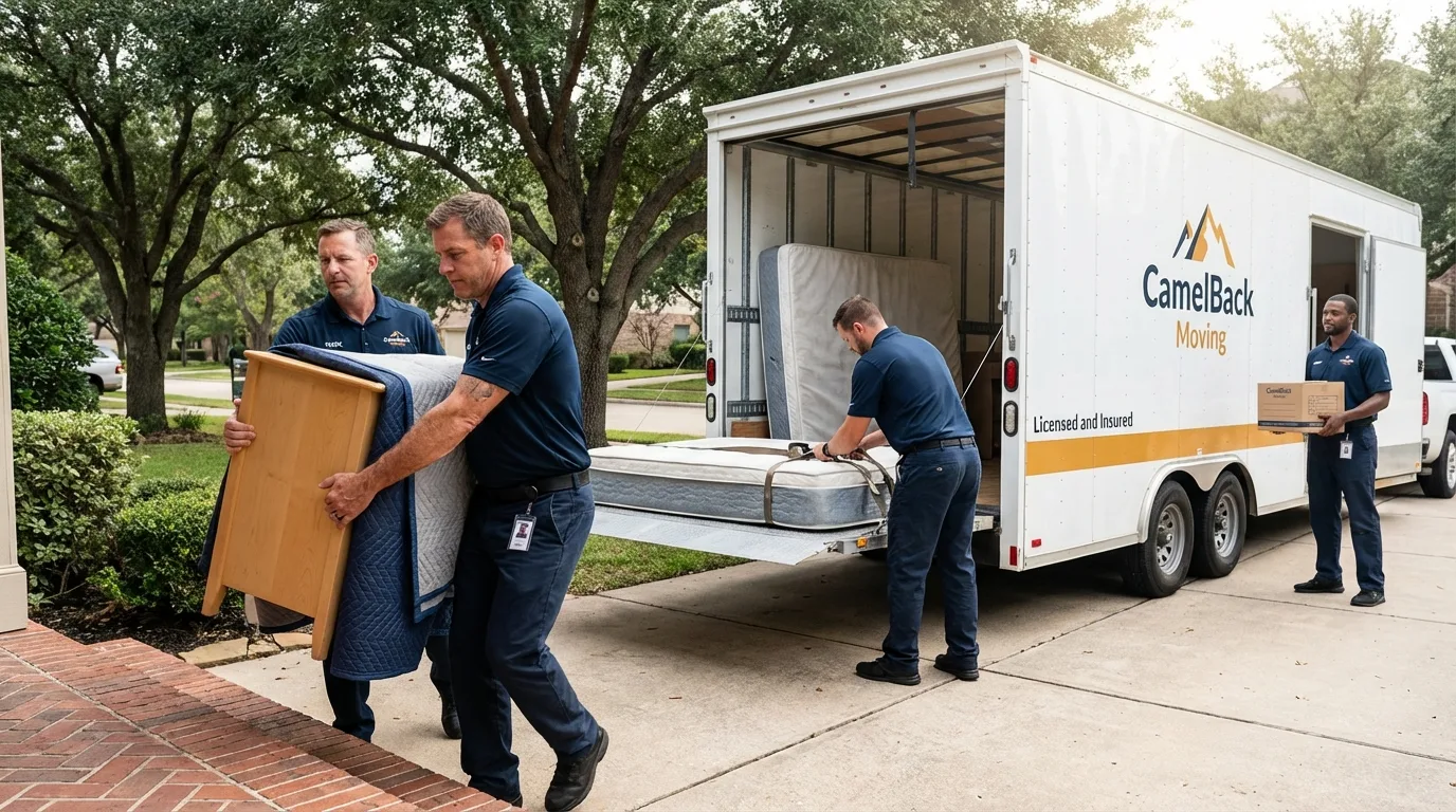 Crew loading residential truck for cross-state move from Bradner, OH